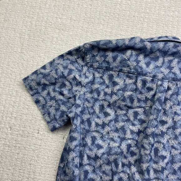 Rue Saint Patrick MTL Floral Blue Collared Casual Button Down Party Shirt Men M* - Picture 11 of 14
